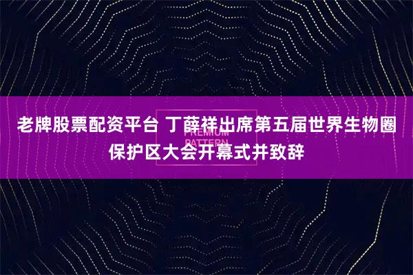 老牌股票配资平台 丁薛祥出席第五届世界生物圈保护区大会开幕式并致辞